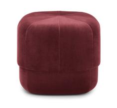 Circus Pouf Small Dark Red Velour di Normann Copenhagen